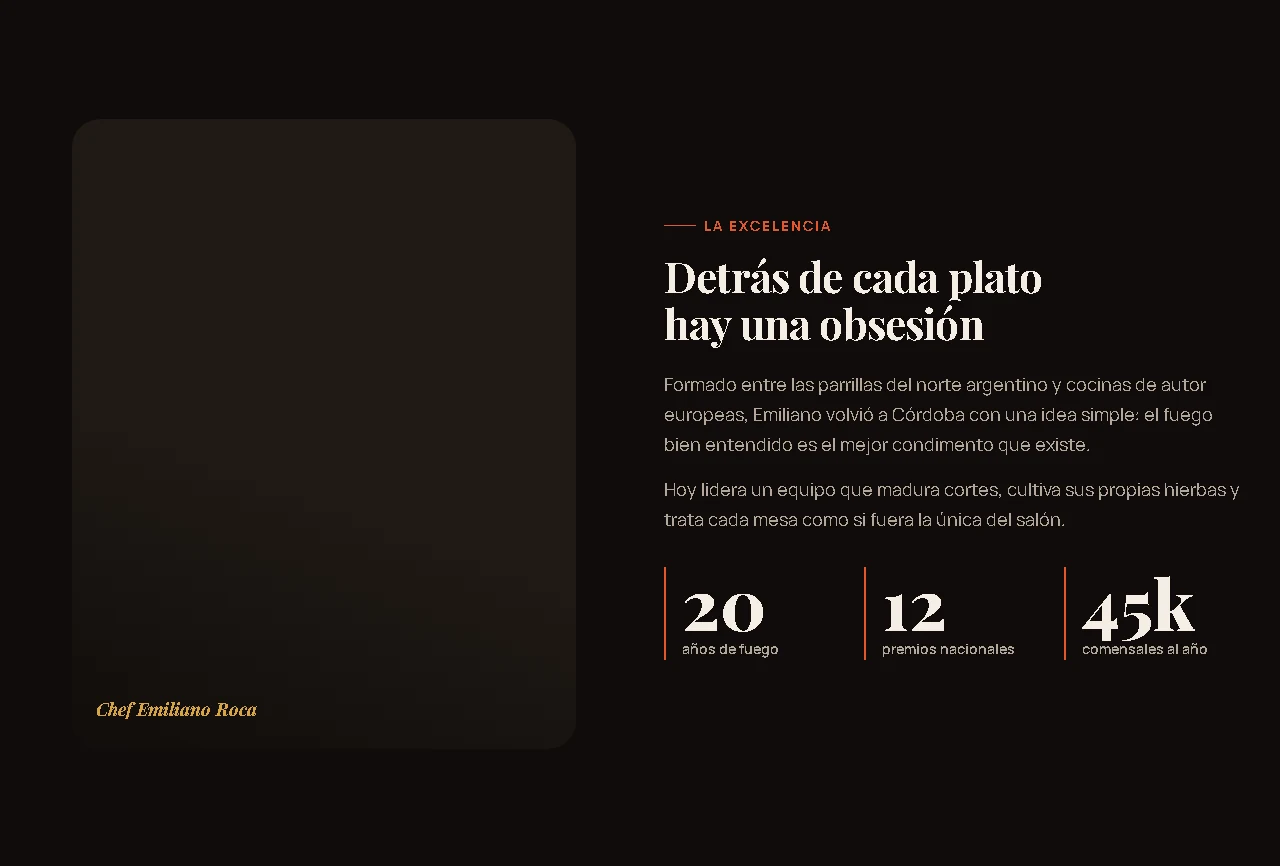 Sección del equipo de cocina en la landing de ejemplo