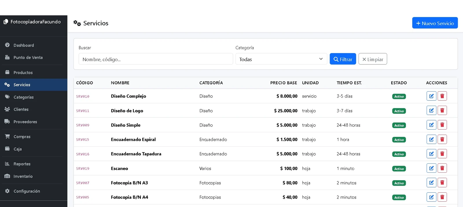 Sistema de gestión para fotocopiadora