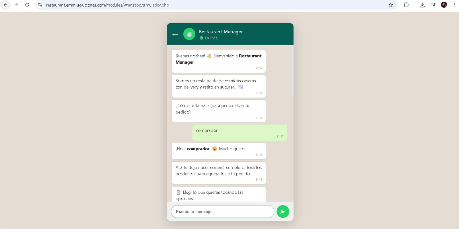 Toma de pedidos por WhatsApp con IA en el sistema de restaurante